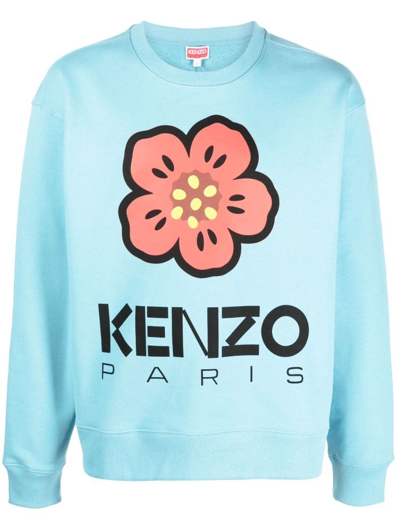 Blue Boke Flower Cotton Sweatshirt