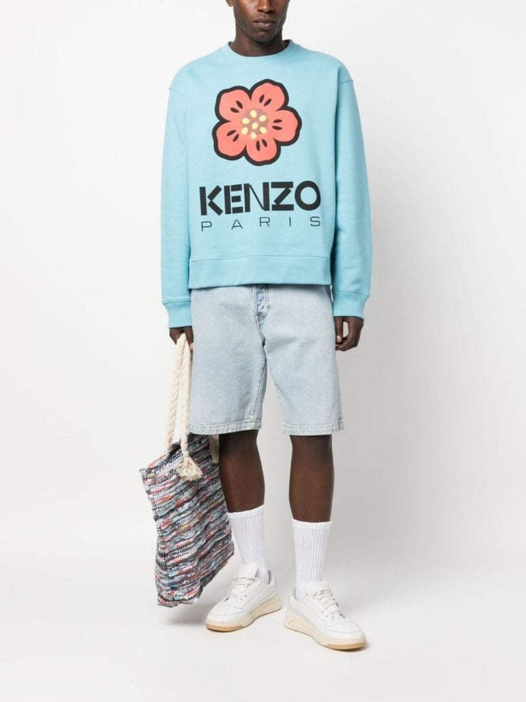 Blue Boke Flower Cotton Sweatshirt