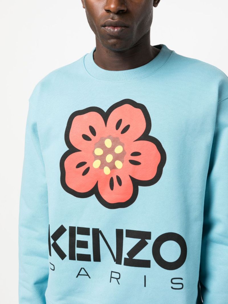 Blue Boke Flower Cotton Sweatshirt