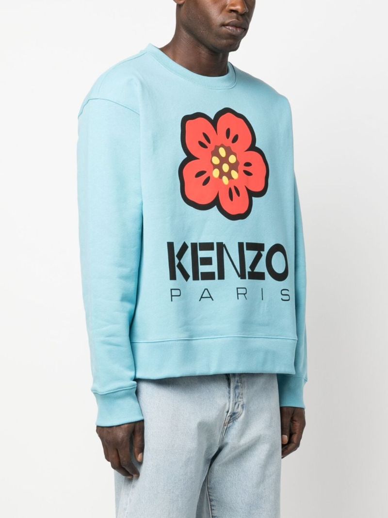 Blue Boke Flower Cotton Sweatshirt