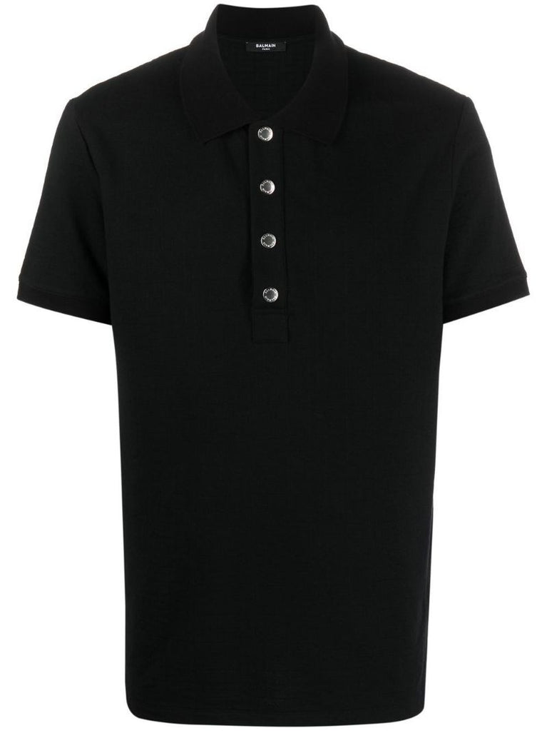 Black Jacquard Logo Cotton Polo Shirt