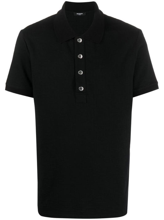 Black Jacquard Logo Cotton Polo Shirt