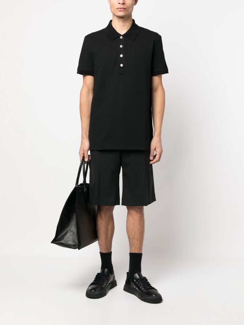Black Jacquard Logo Cotton Polo Shirt
