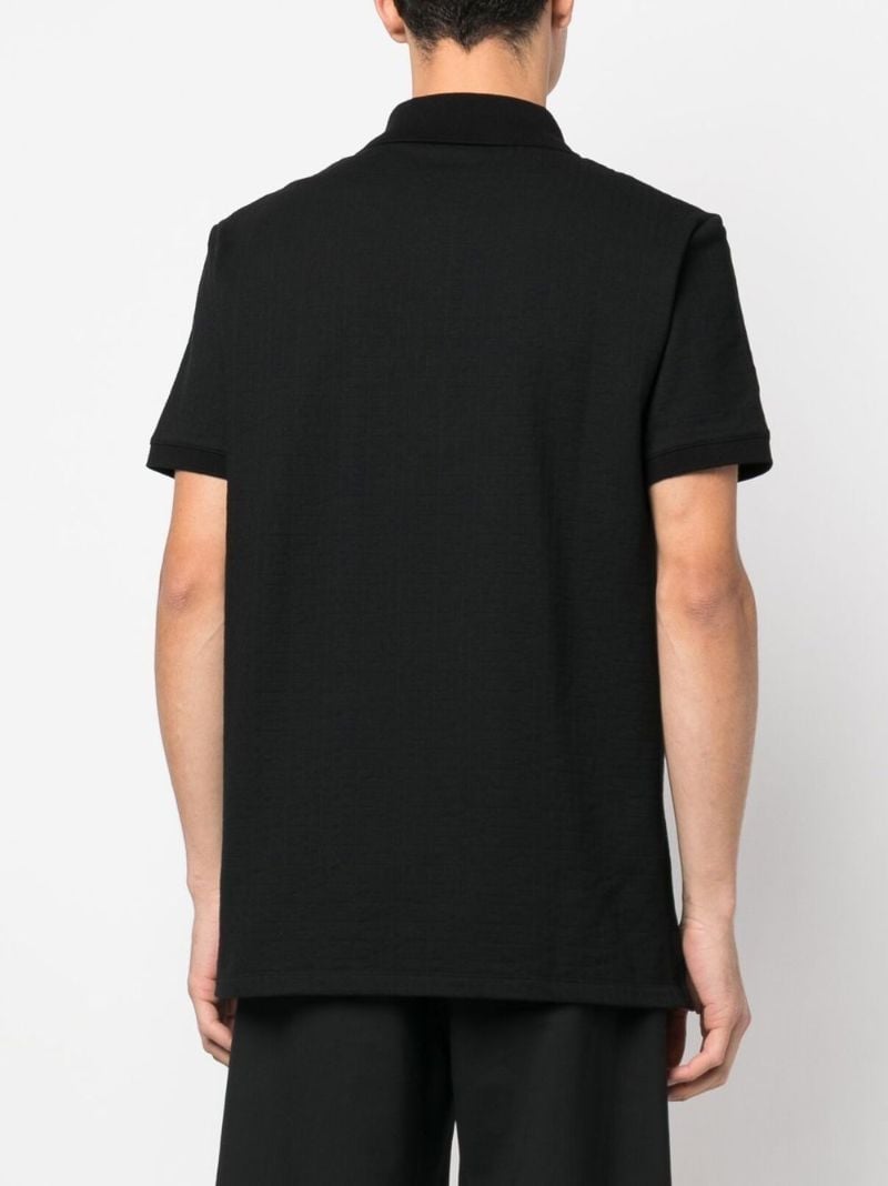 Black Jacquard Logo Cotton Polo Shirt