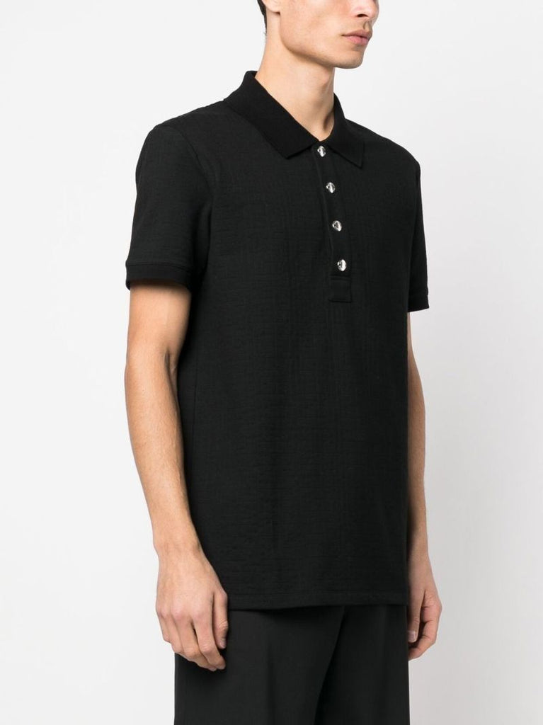 Black Jacquard Logo Cotton Polo Shirt