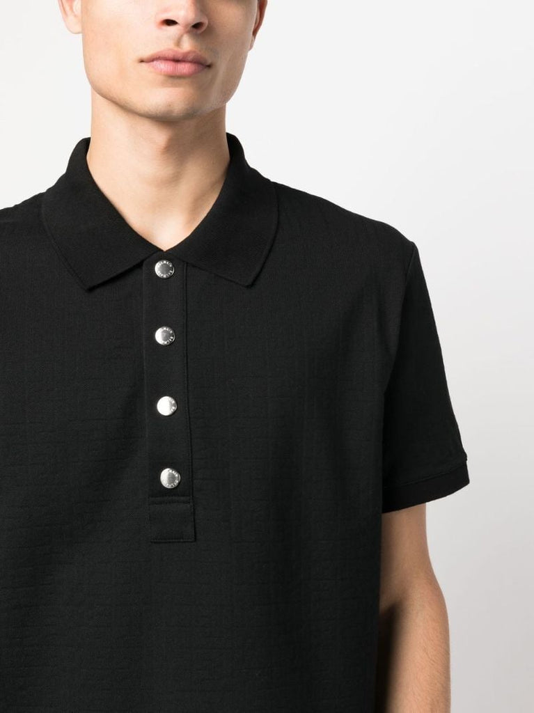 Black Jacquard Logo Cotton Polo Shirt