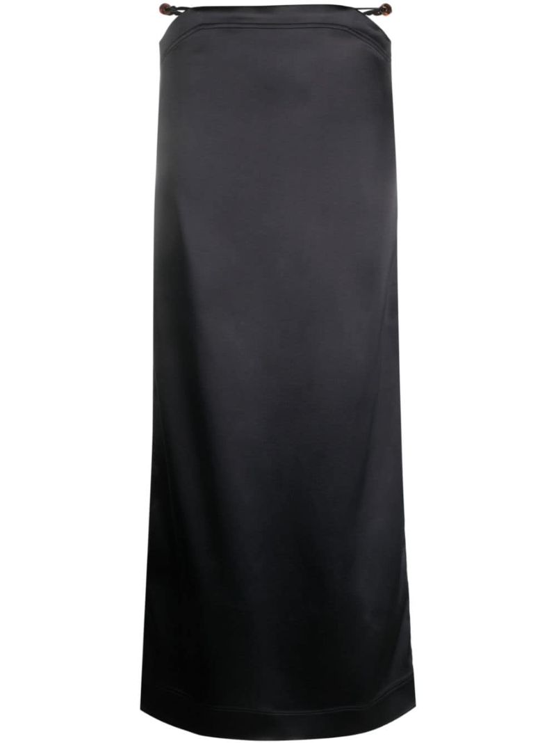 Black Bead-detailing Satin Maxi Skirt