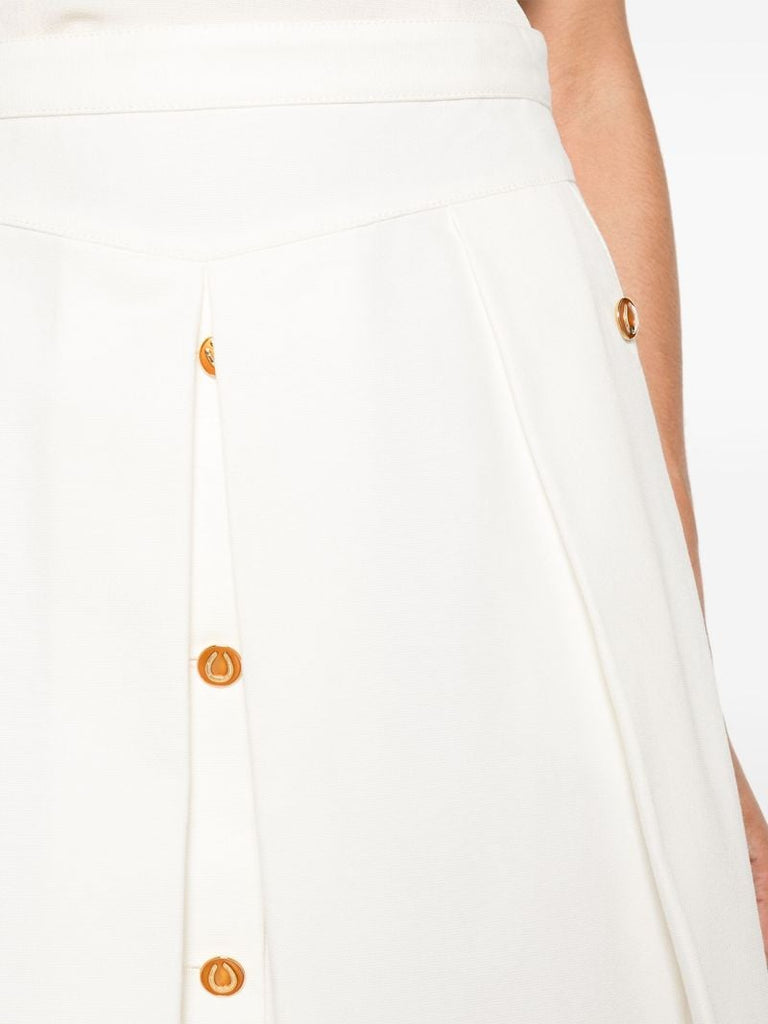 White Pleated A-line Skirt