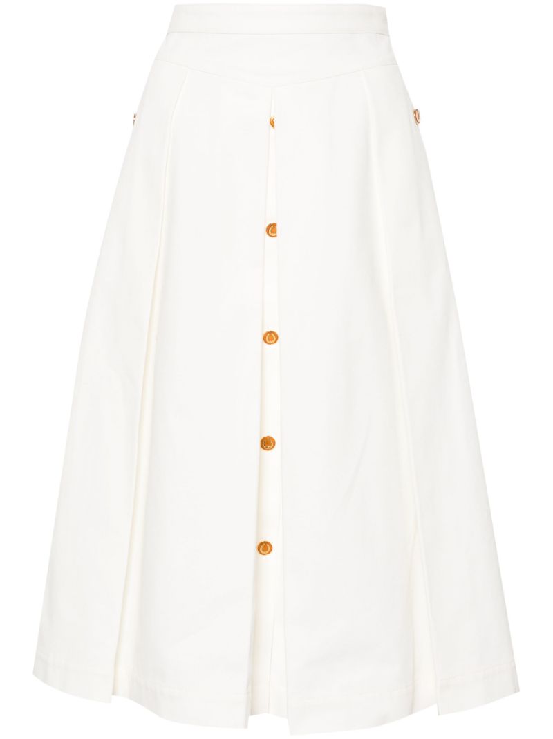 White Pleated A-line Skirt