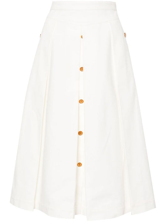 White Pleated A-line Skirt