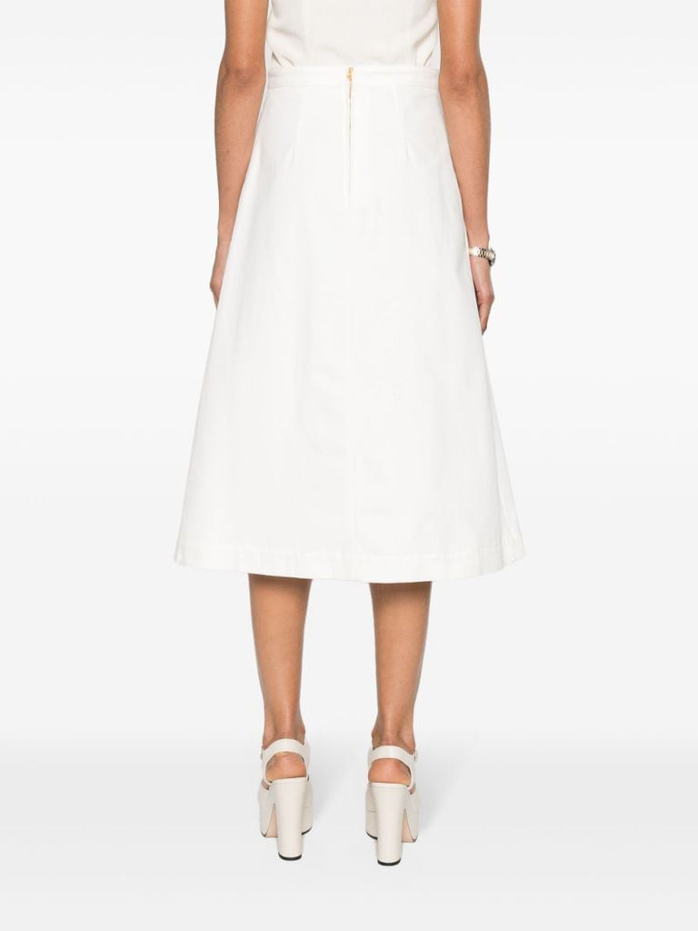 White Pleated A-line Skirt