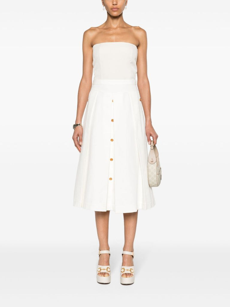 White Pleated A-line Skirt