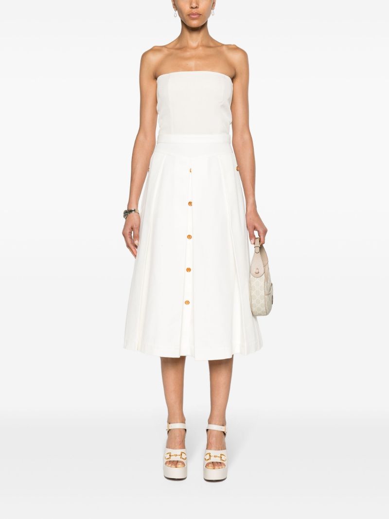 White Pleated A-line Skirt