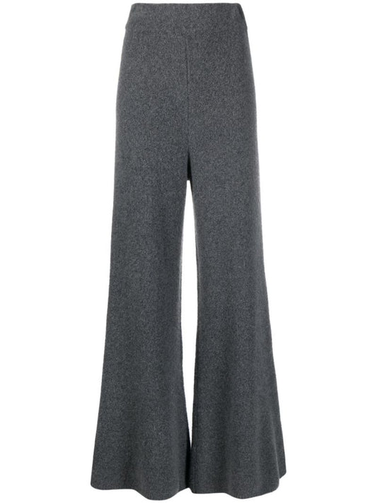 Grey Cashmere Wide-leg Trousers