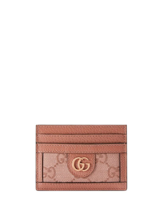 Pink Ophidia Gg Canvas Card Holder