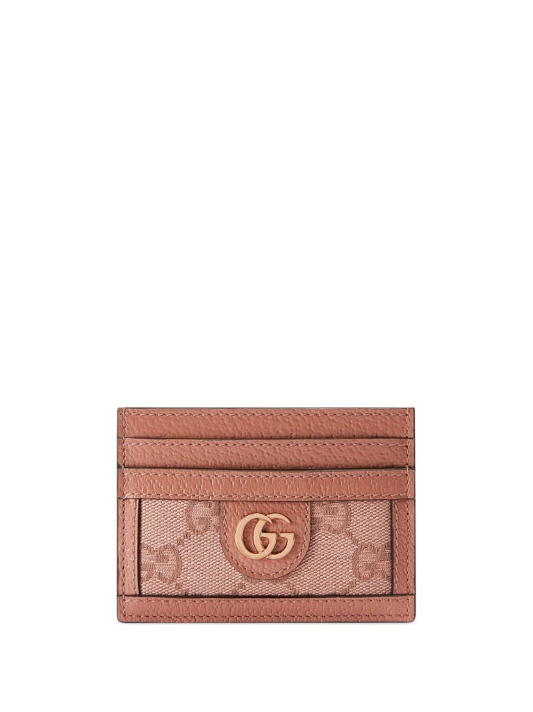 Pink Ophidia Gg Canvas Card Holder