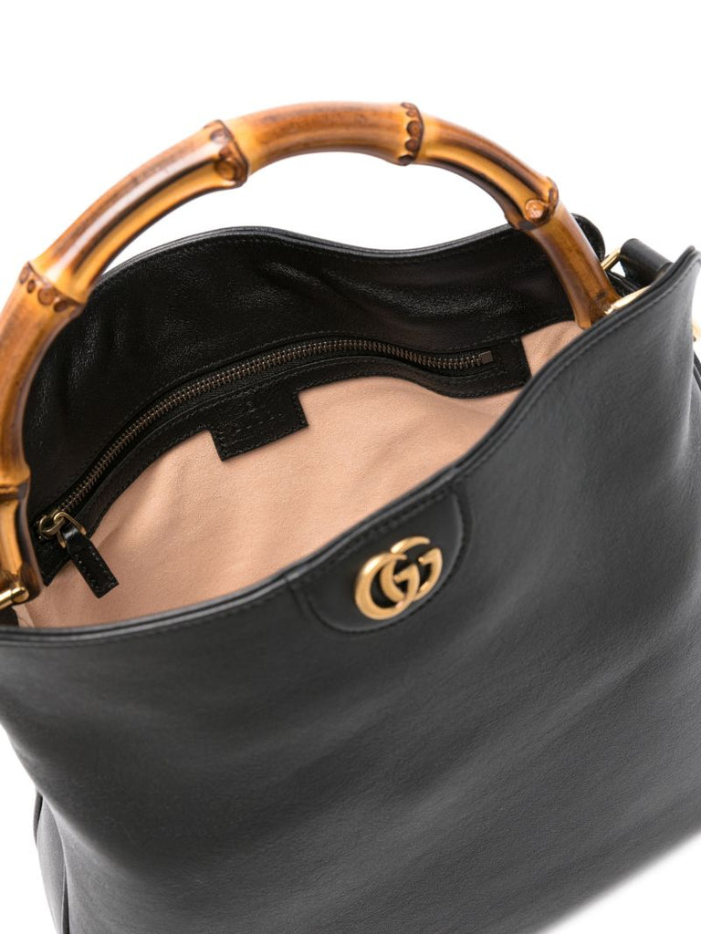 Black Diana Medium Leather Tote Bag