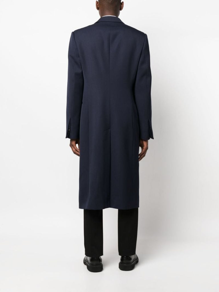 Blue Double-breasted Wool Coat