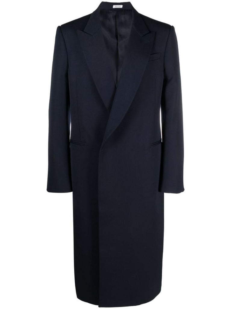 Blue Double-breasted Wool Coat