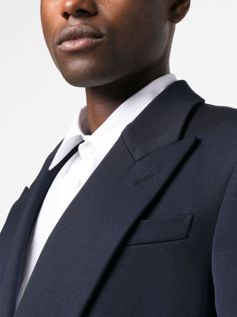Blue Double-breasted Wool Coat