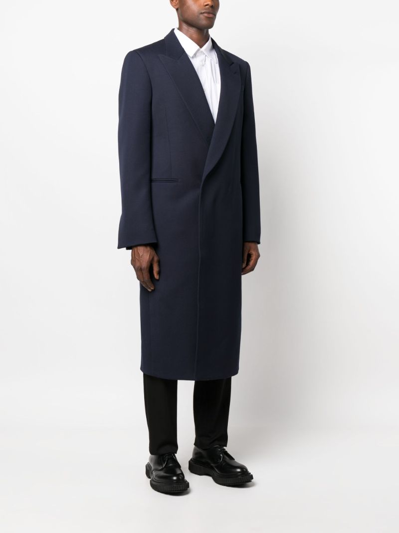 Blue Double-breasted Wool Coat