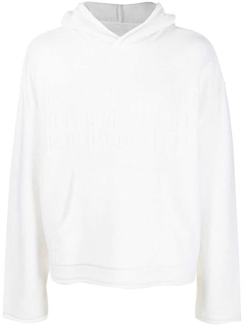 White Number Motif Hoodie