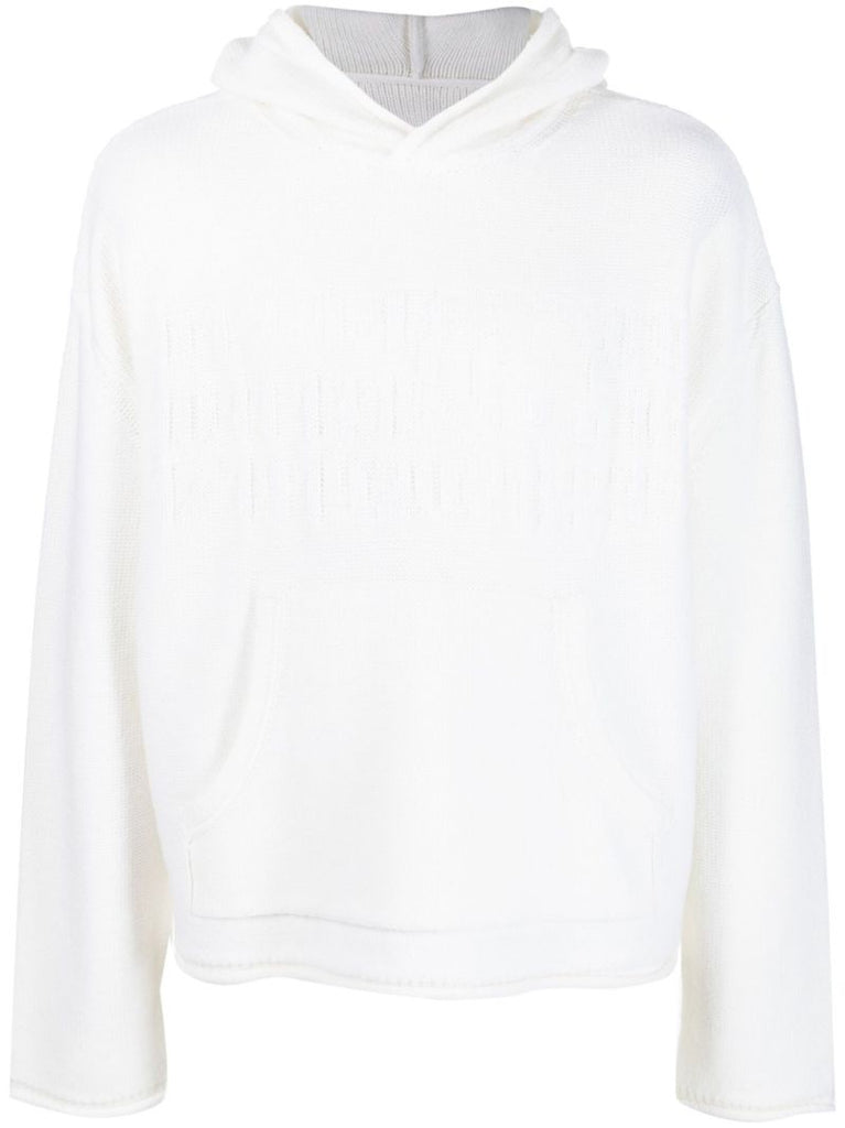 White Number Motif Hoodie
