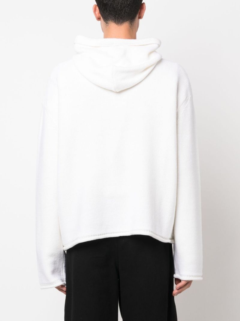 White Number Motif Hoodie