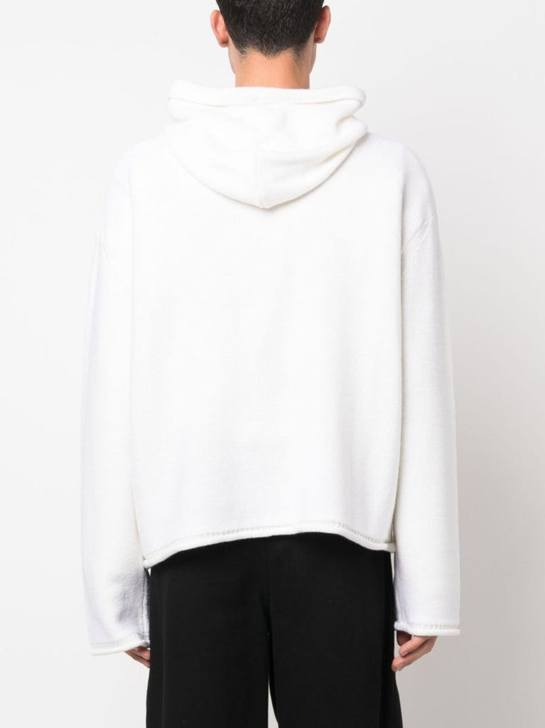 White Number Motif Hoodie