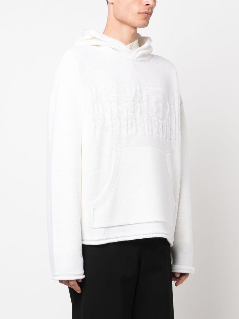 White Number Motif Hoodie