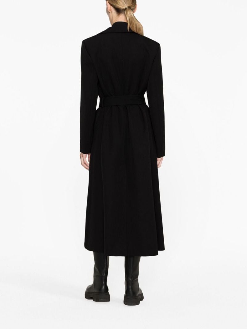 Black Wool Long Wrap Coat