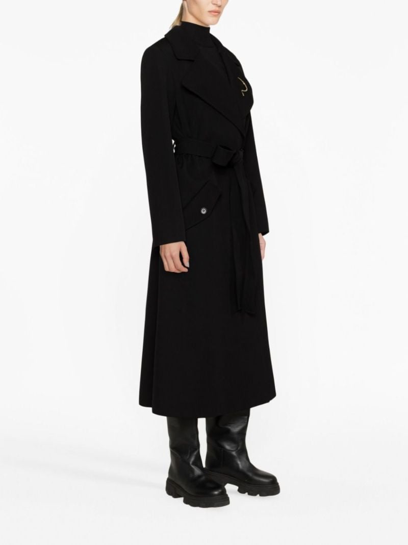 Black Wool Long Wrap Coat