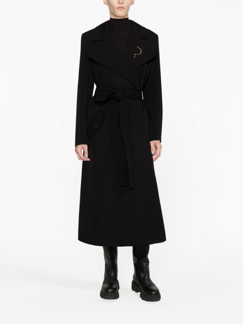 Black Wool Long Wrap Coat