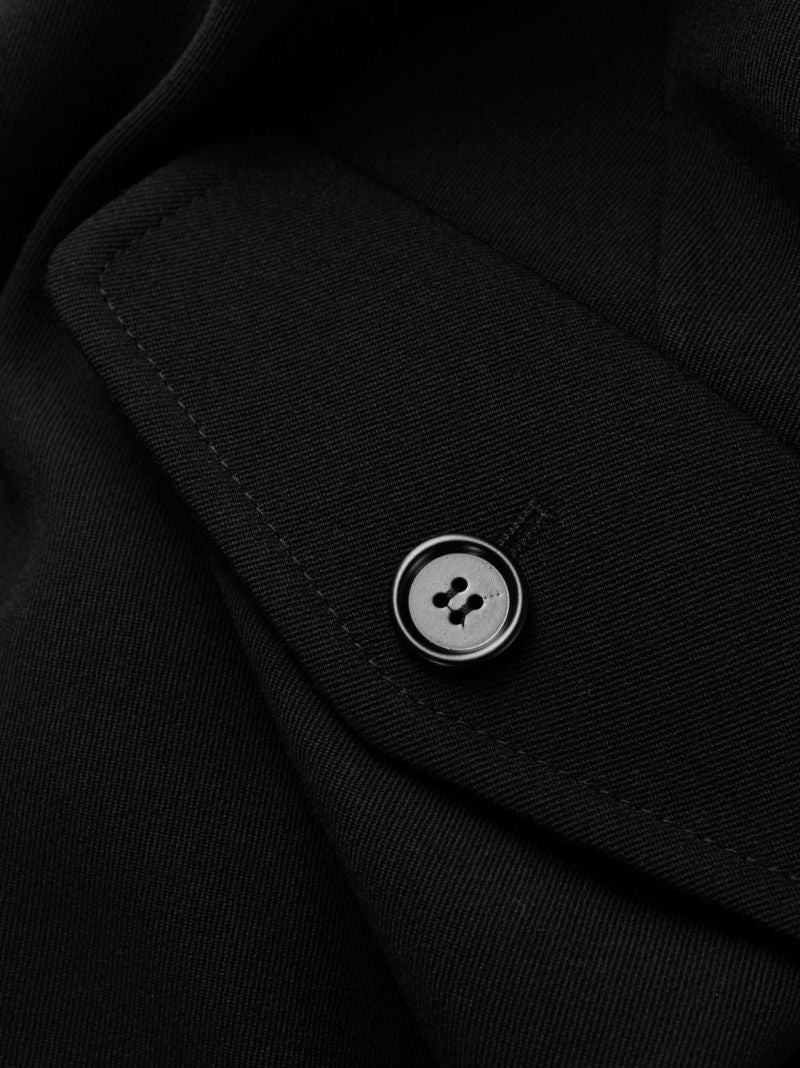 Black Wool Long Wrap Coat