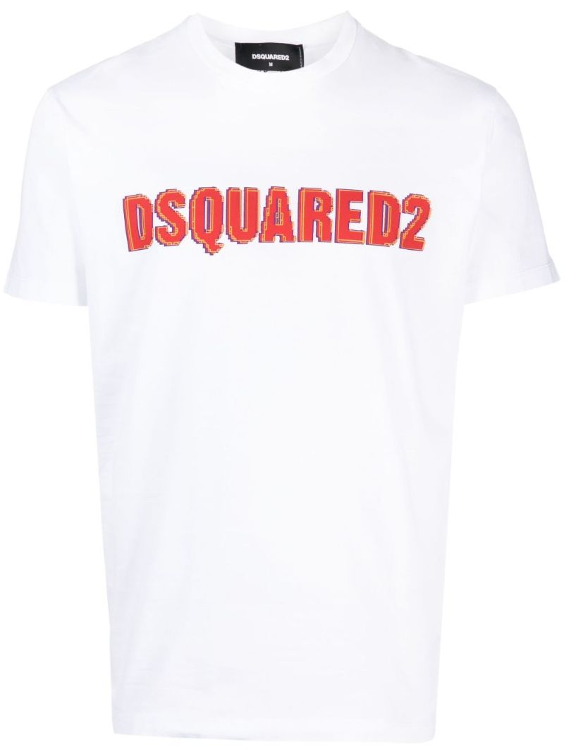 White Logo Print Cotton T-shirt
