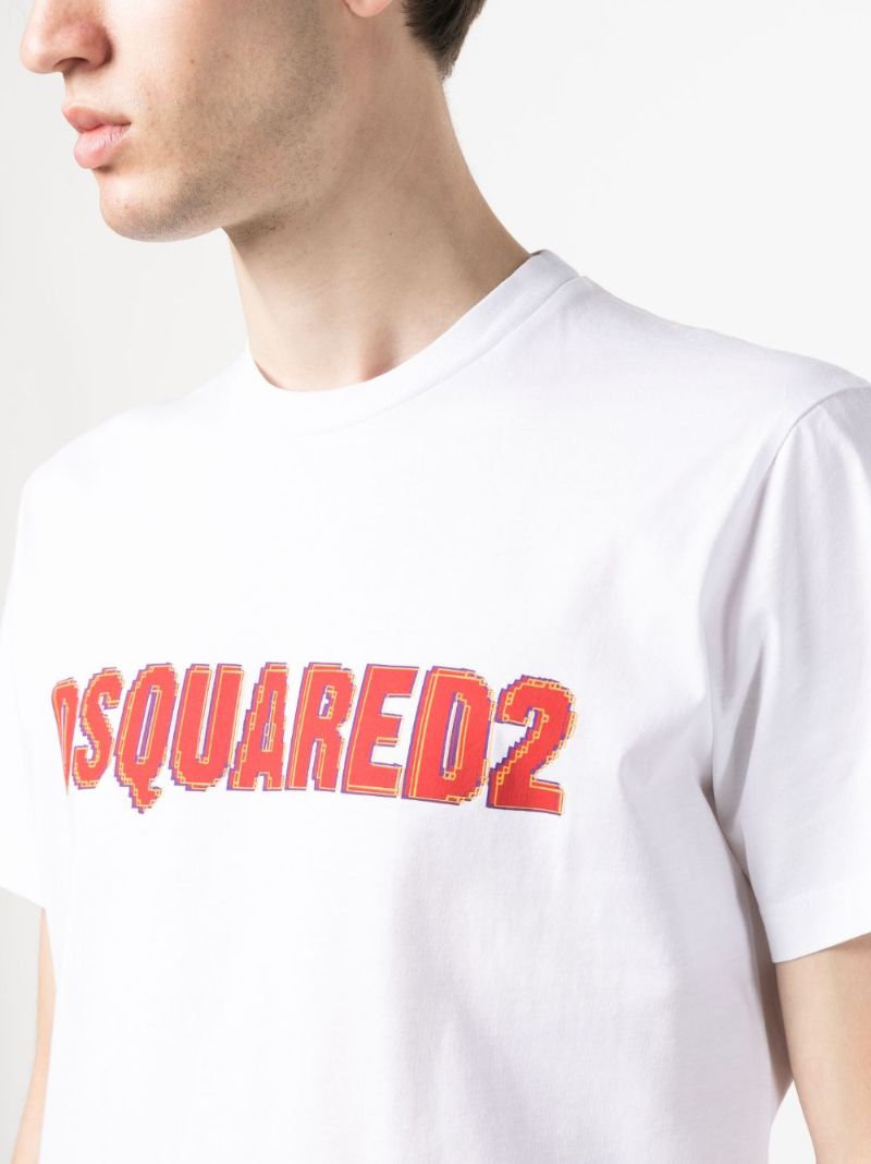 White Logo Print Cotton T-shirt