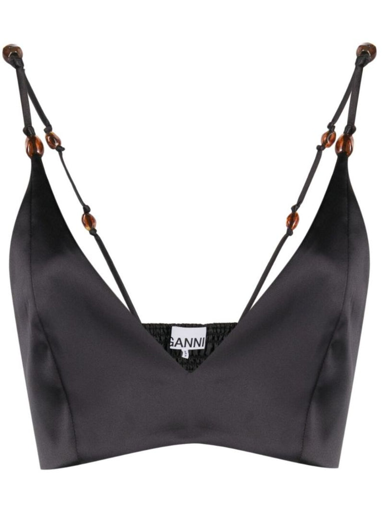 Black Satin Bralette Top