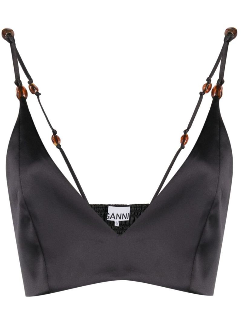 Black Satin Bralette Top