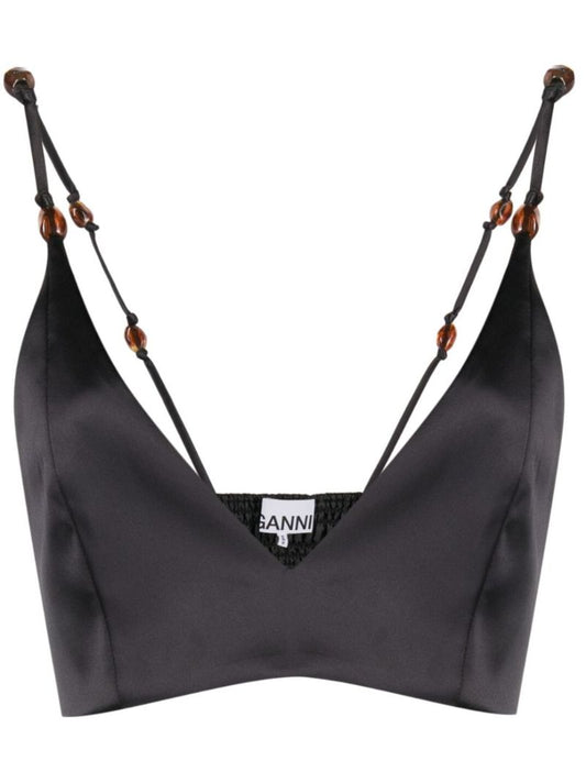 Black Satin Bralette Top