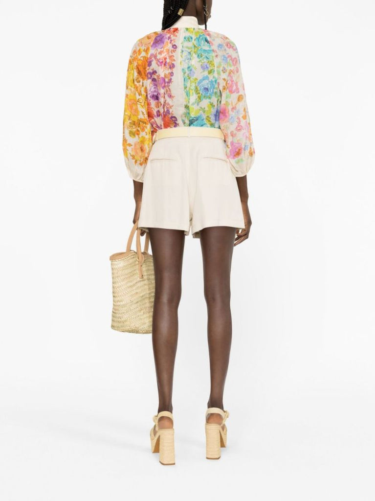 Neutral Raie Floral-print Blouse