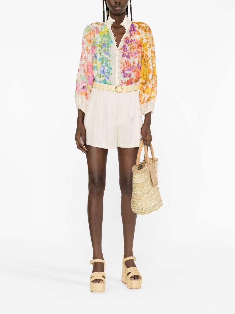 Neutral Raie Floral-print Blouse