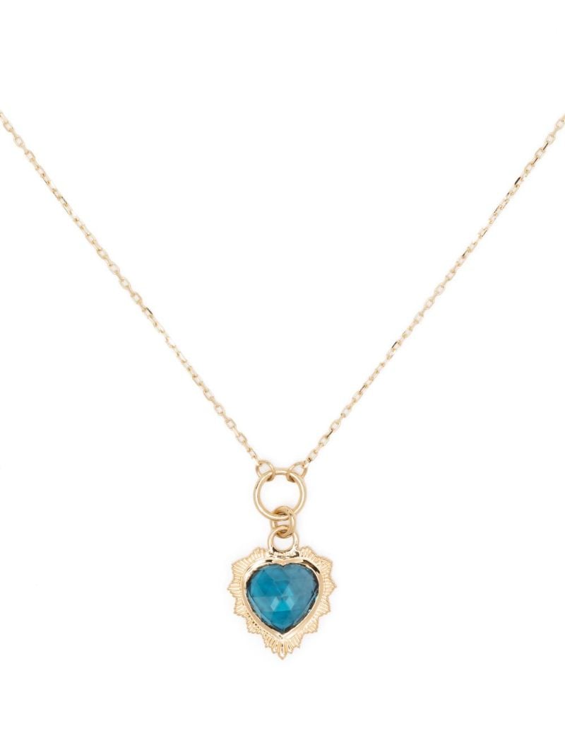 18k Yellow Gold Gemstone Heart Love Topaz Necklace