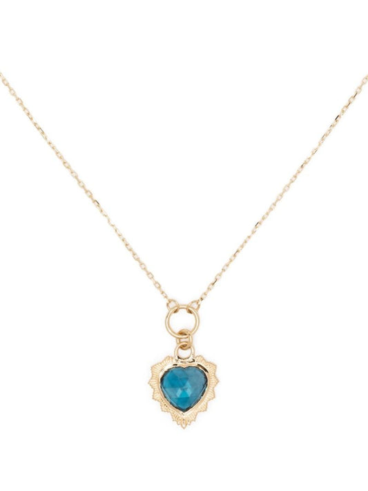 18k Yellow Gold Gemstone Heart Love Topaz Necklace