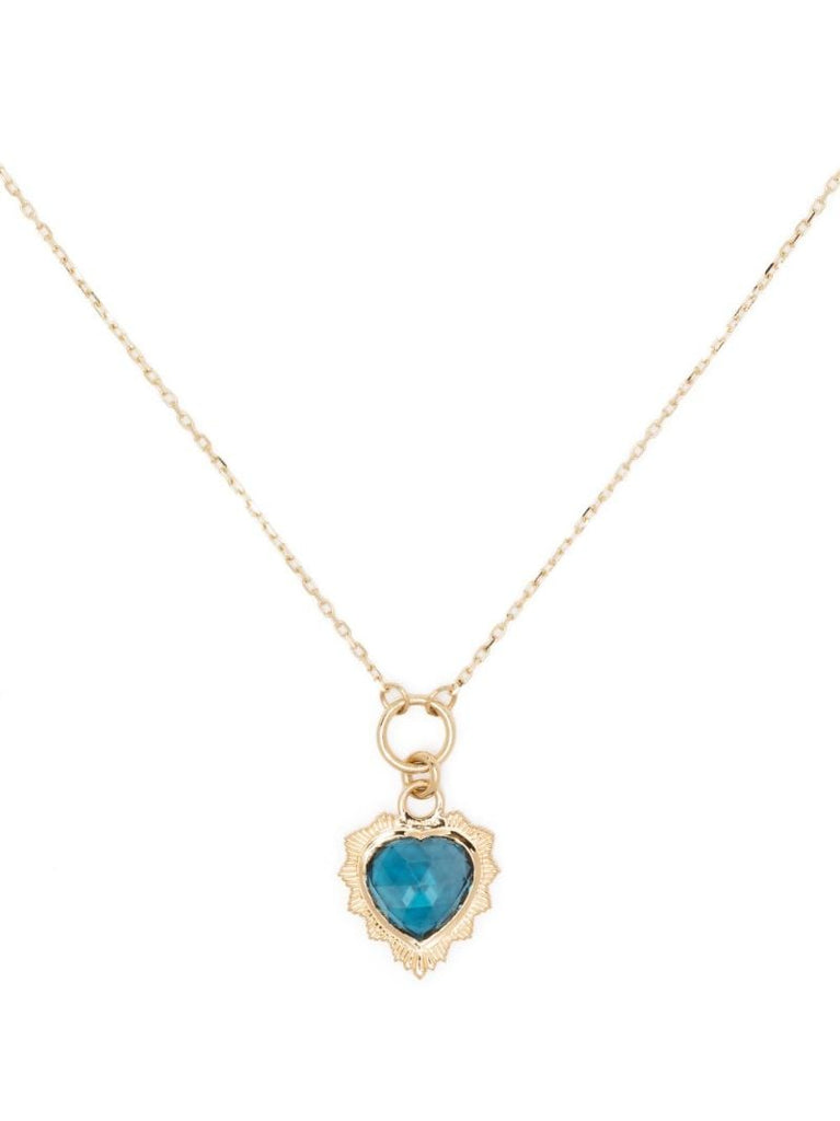 18k Yellow Gold Gemstone Heart Love Topaz Necklace