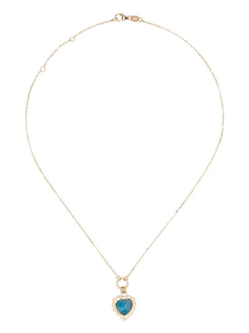 18k Yellow Gold Gemstone Heart Love Topaz Necklace
