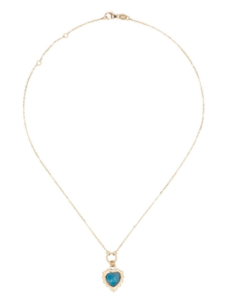 18k Yellow Gold Gemstone Heart Love Topaz Necklace