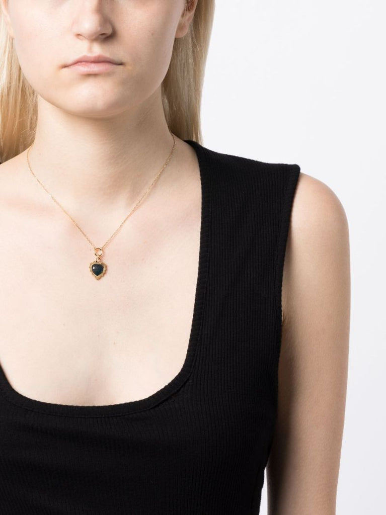 18k Yellow Gold Gemstone Heart Love Topaz Necklace