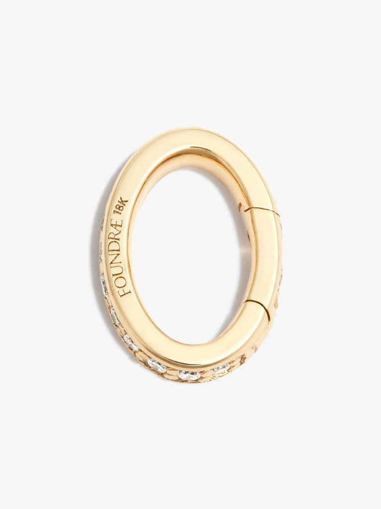 18k Yellow Gold Pave Oval Push Annex Link Diamond Charm