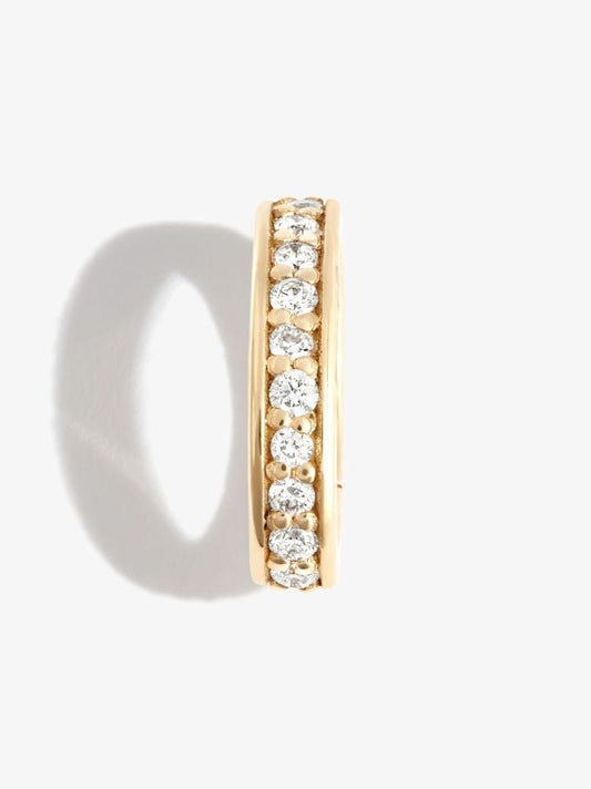 18k Yellow Gold Pave Oval Push Annex Link Diamond Charm