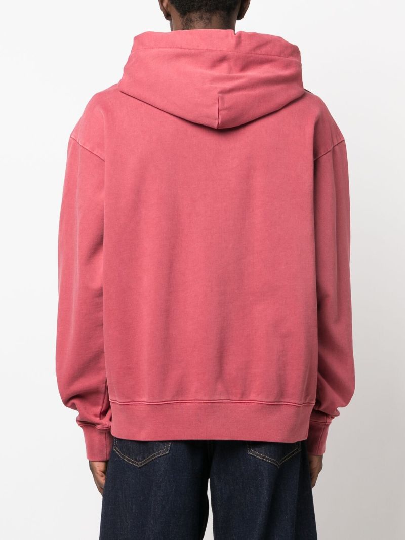 Pink Double-collar Cotton Hoodie